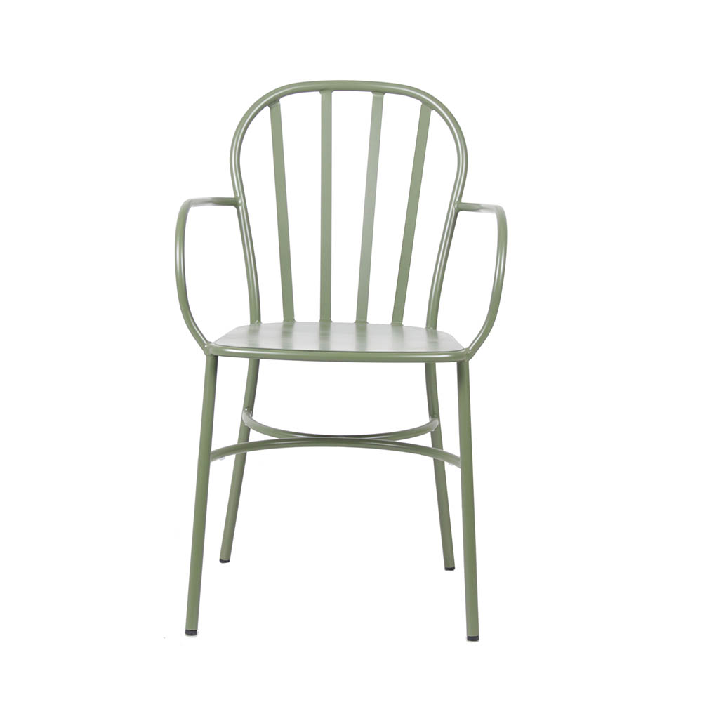 Silla de comedor exterior de aluminio verde oscuro