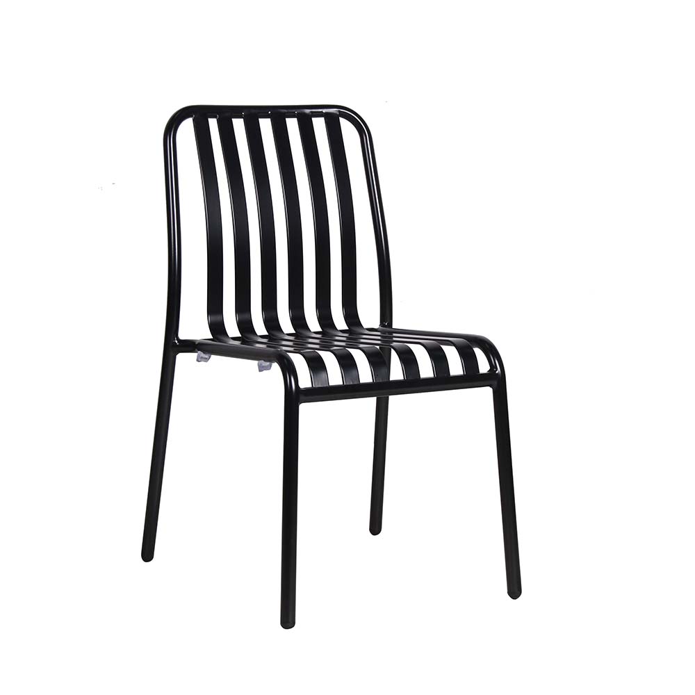 Silla de comedor exterior de aluminio negro
