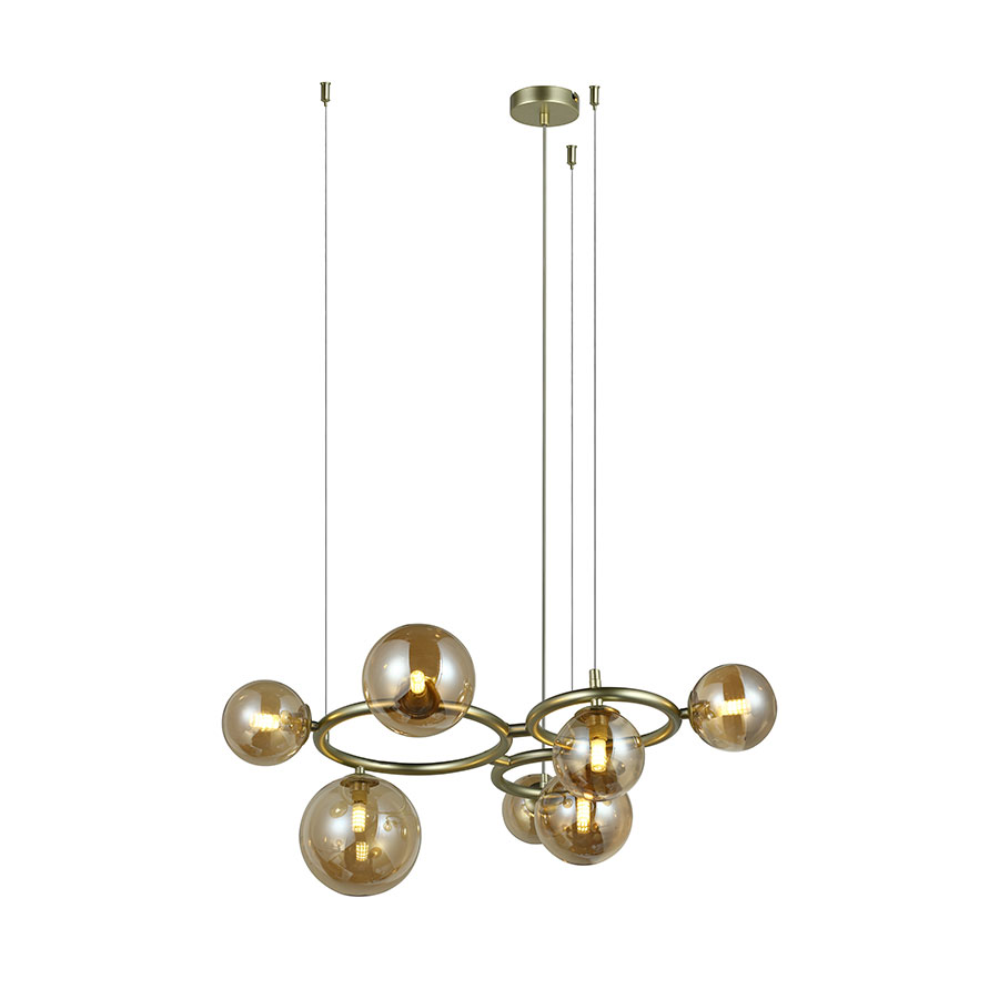 Lampara colgante Aleli dorada 7 luces