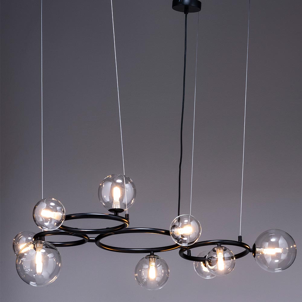 Lampara colgante Jazmin negra 9 luces