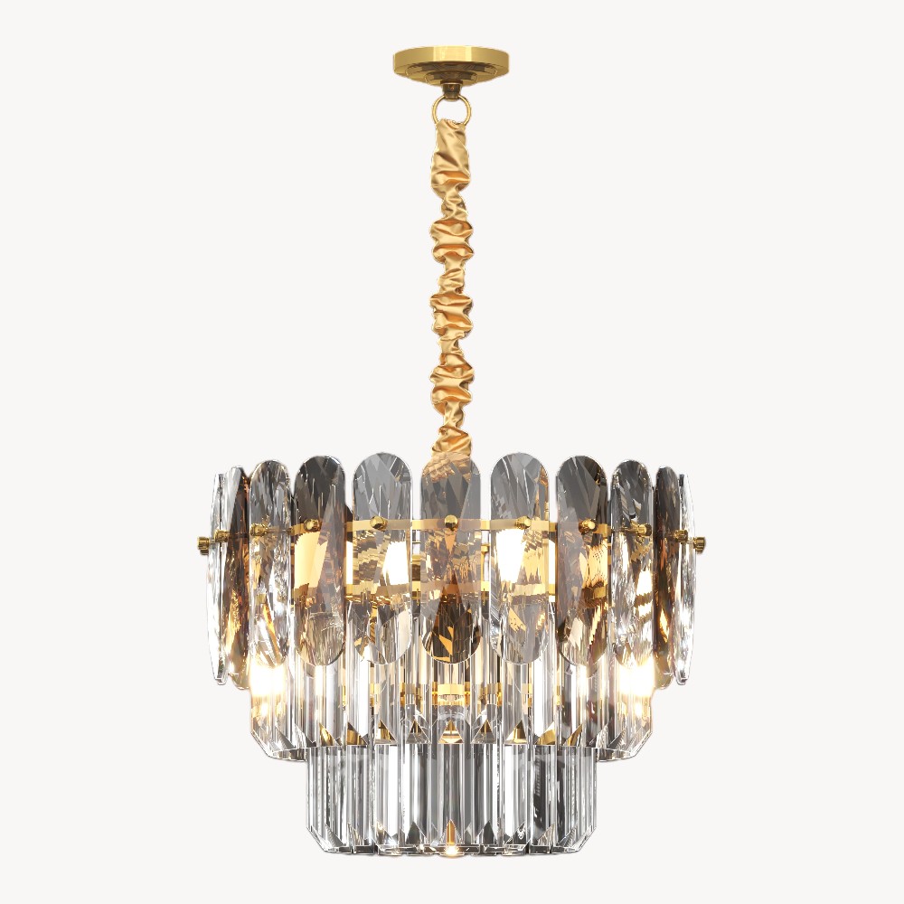 Chandelier contemporáneo circular Lara cristales ámbar/clear