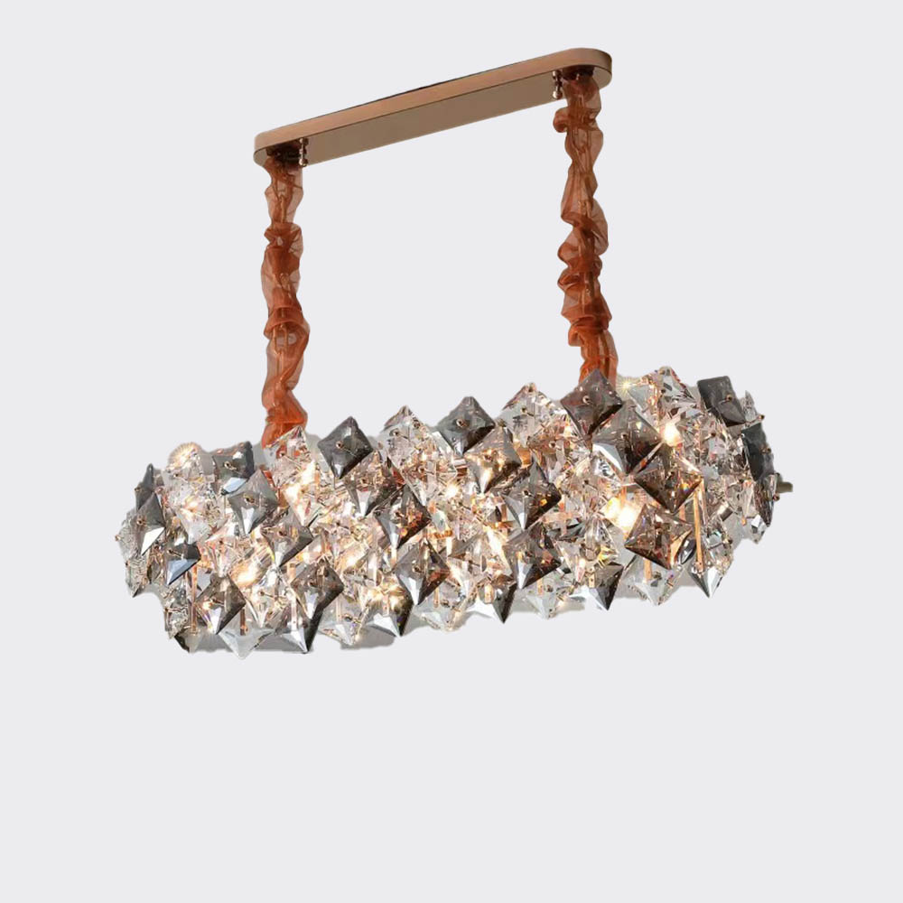 Lámpara led colgante rectangular Olga de cristal smoke