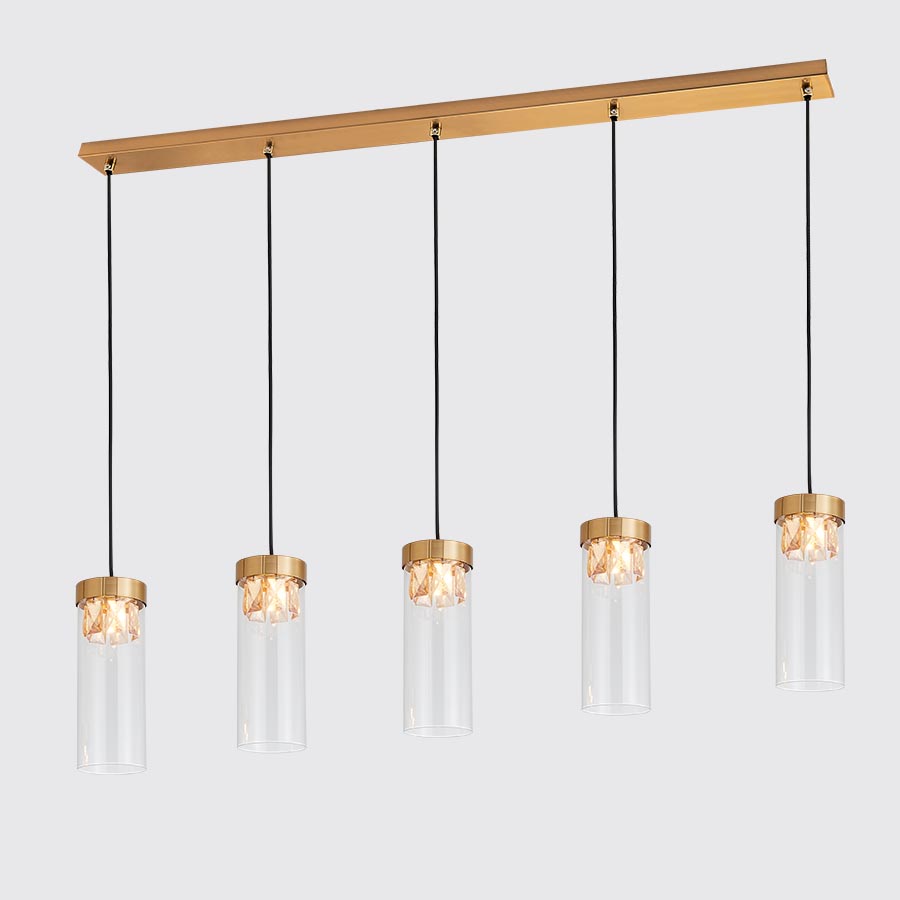 Lámpara colgante Lea de 5 luces con cristales