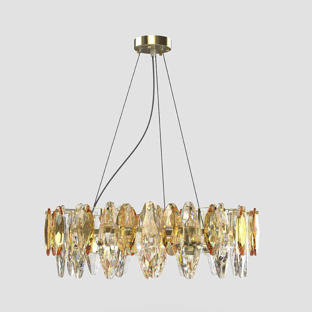 Chandelier contemporáneo circular Anne cristal cognac
