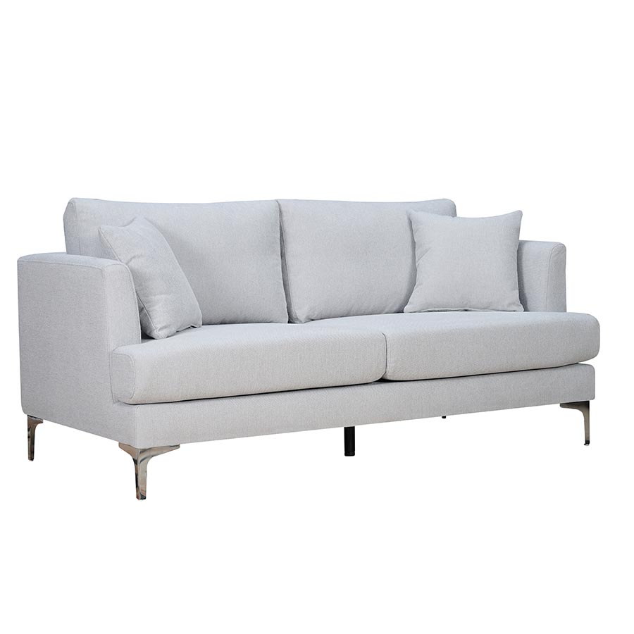 Sofa Zull 3 puestos de tela color gris claro