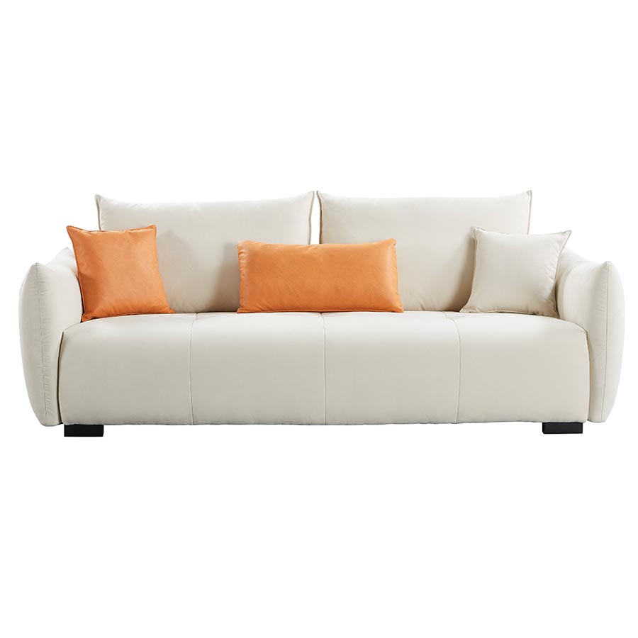 Sofá de 3 puestos Celine de tapiz gamuzado beige