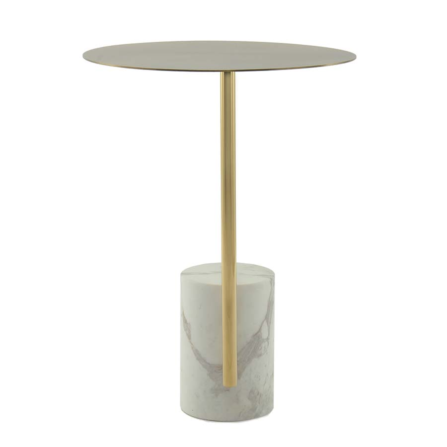 Mesa esquinera Lia con base de mármol blanco 53cm