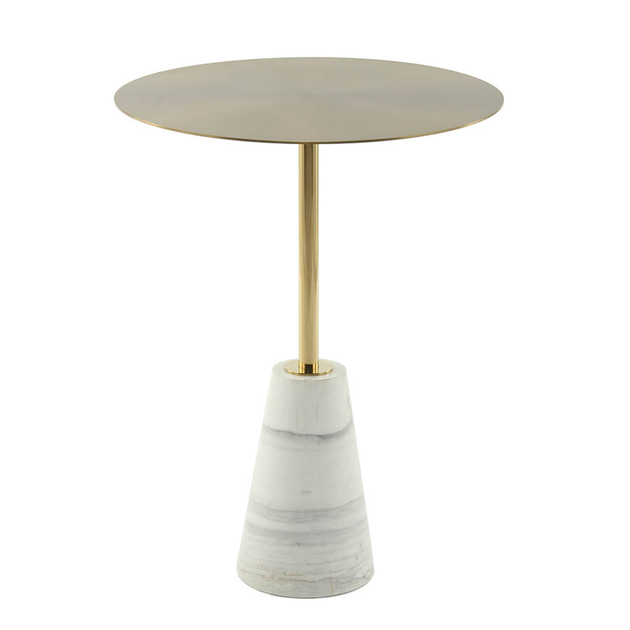 Mesa esquinera Aria con base de mármol blanco 53cm