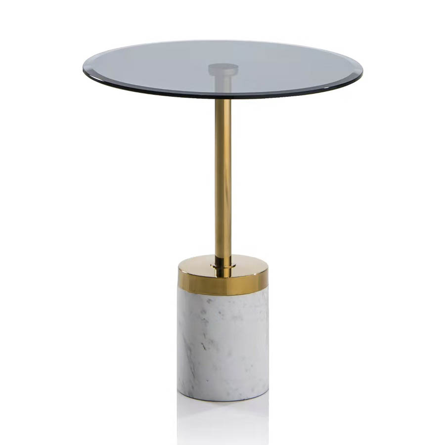 Mesa esquinera Nyla con base de mármol blanco 53cm