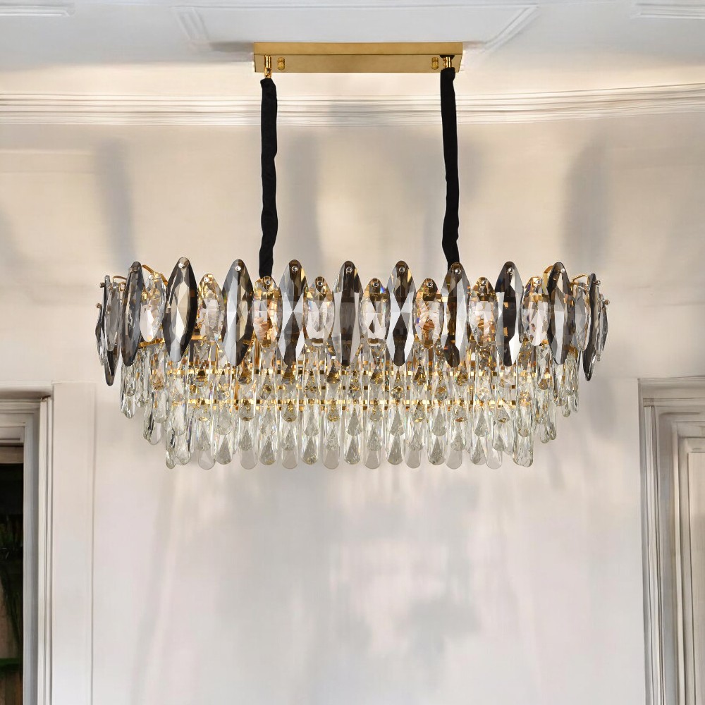 Lámpara colgante rectangular Tysaia 90cm de cristal