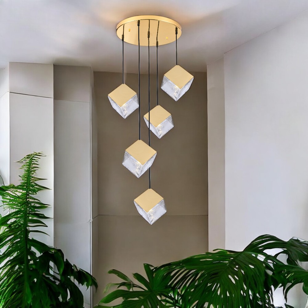 Lámpara colgante Ethan metal dorado