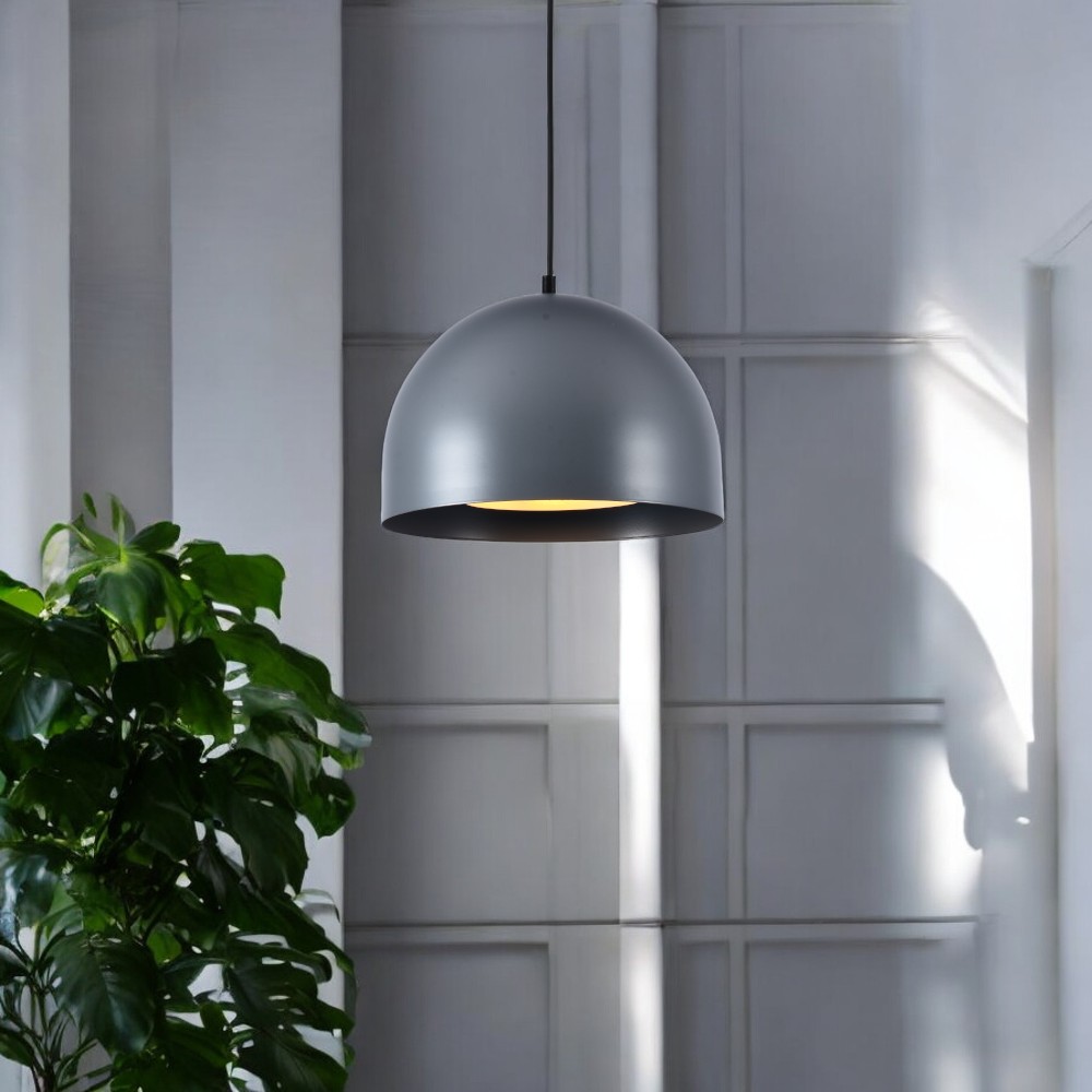 Lámpara colgante E27 Agata de metal gris