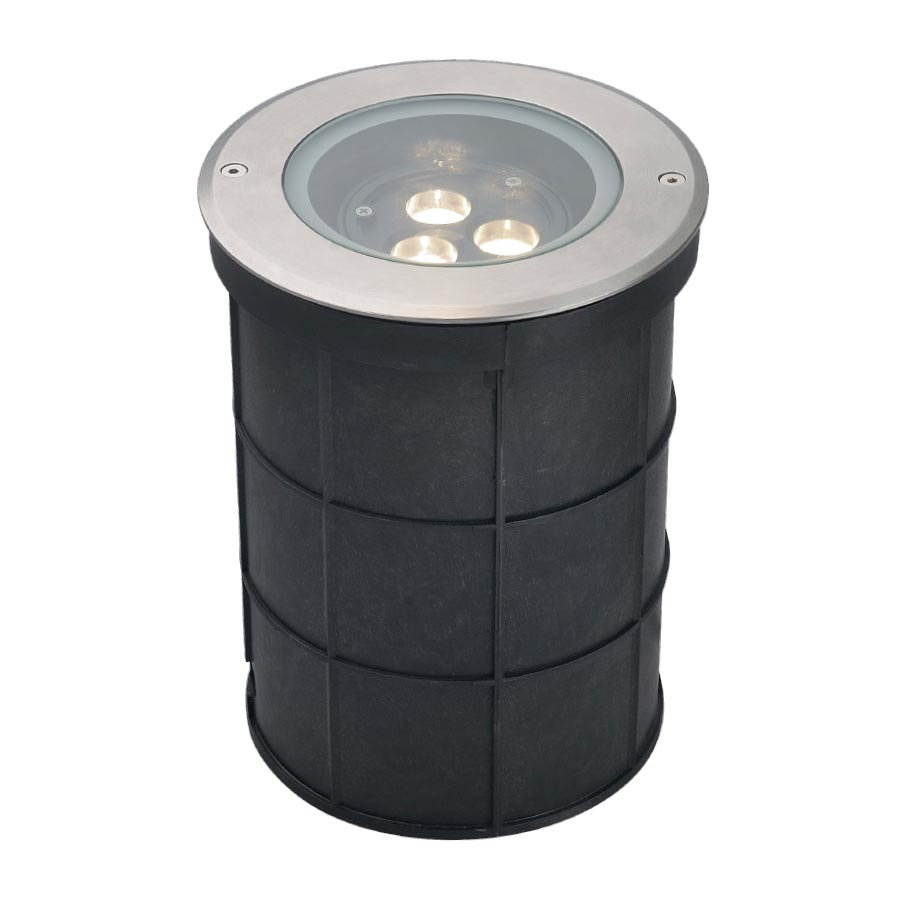 Luminaria led redonda empotrable en piso 7.5W 3000K IP67