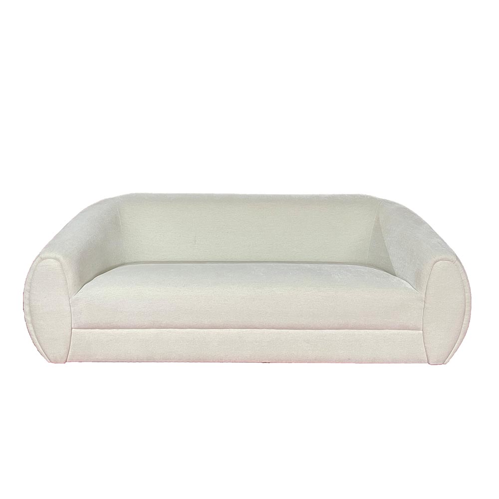 Sofá Zen de 3 puestos de tapiz blanco