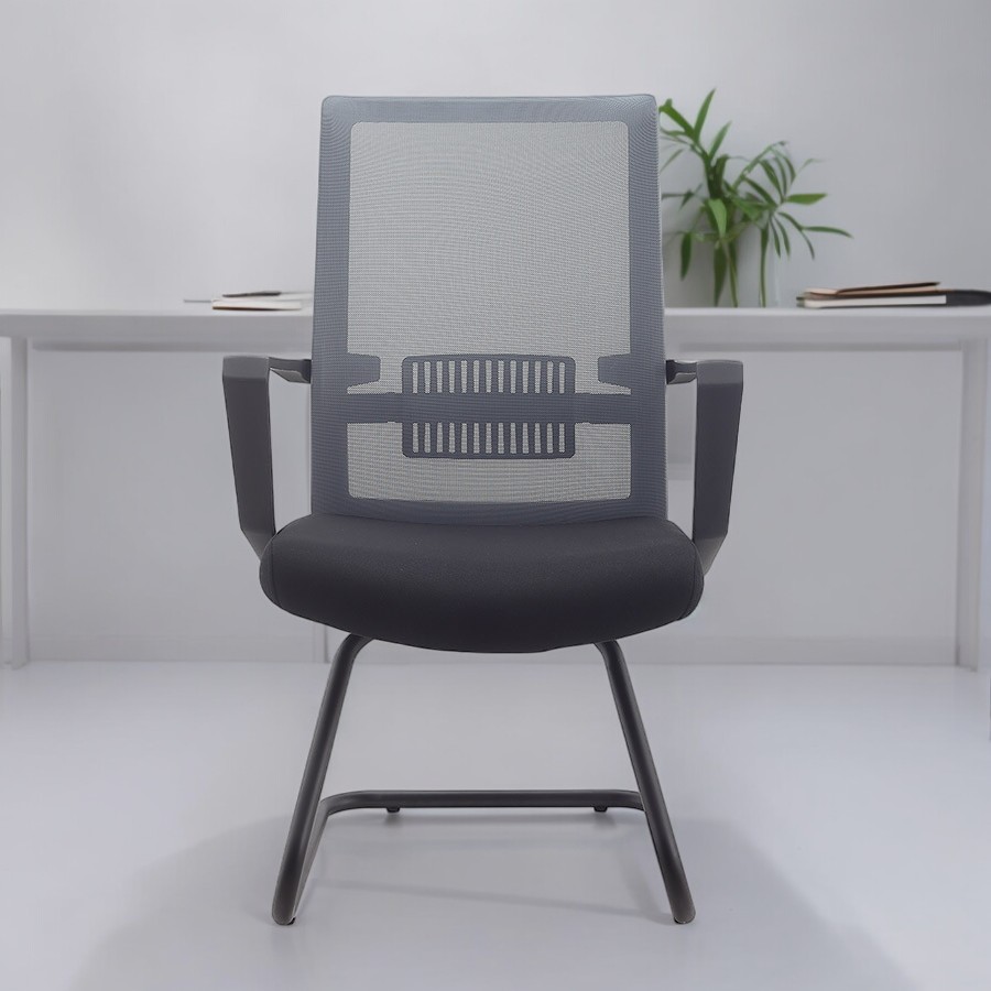 Silla de espera negro y gris con apoyabrazos