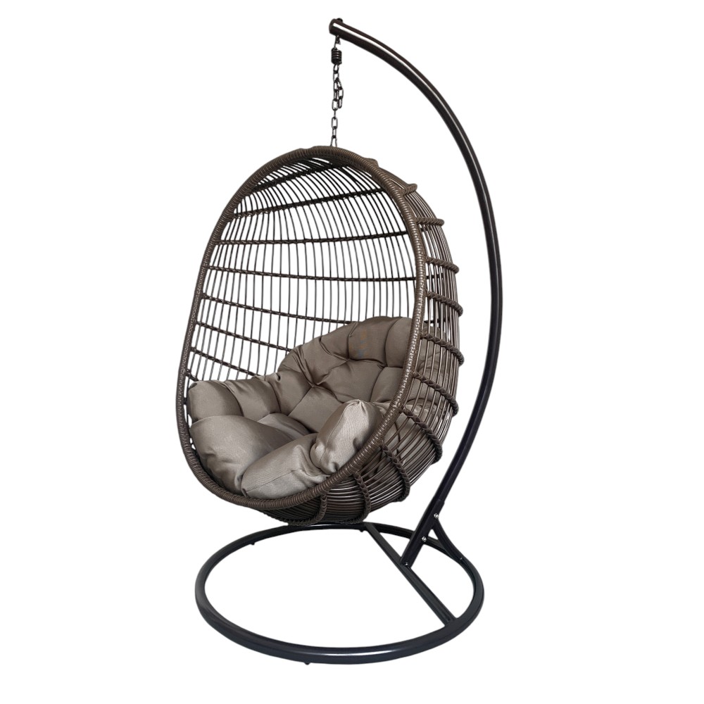 Columpio Bubble de polyrattan gris con base y cojin