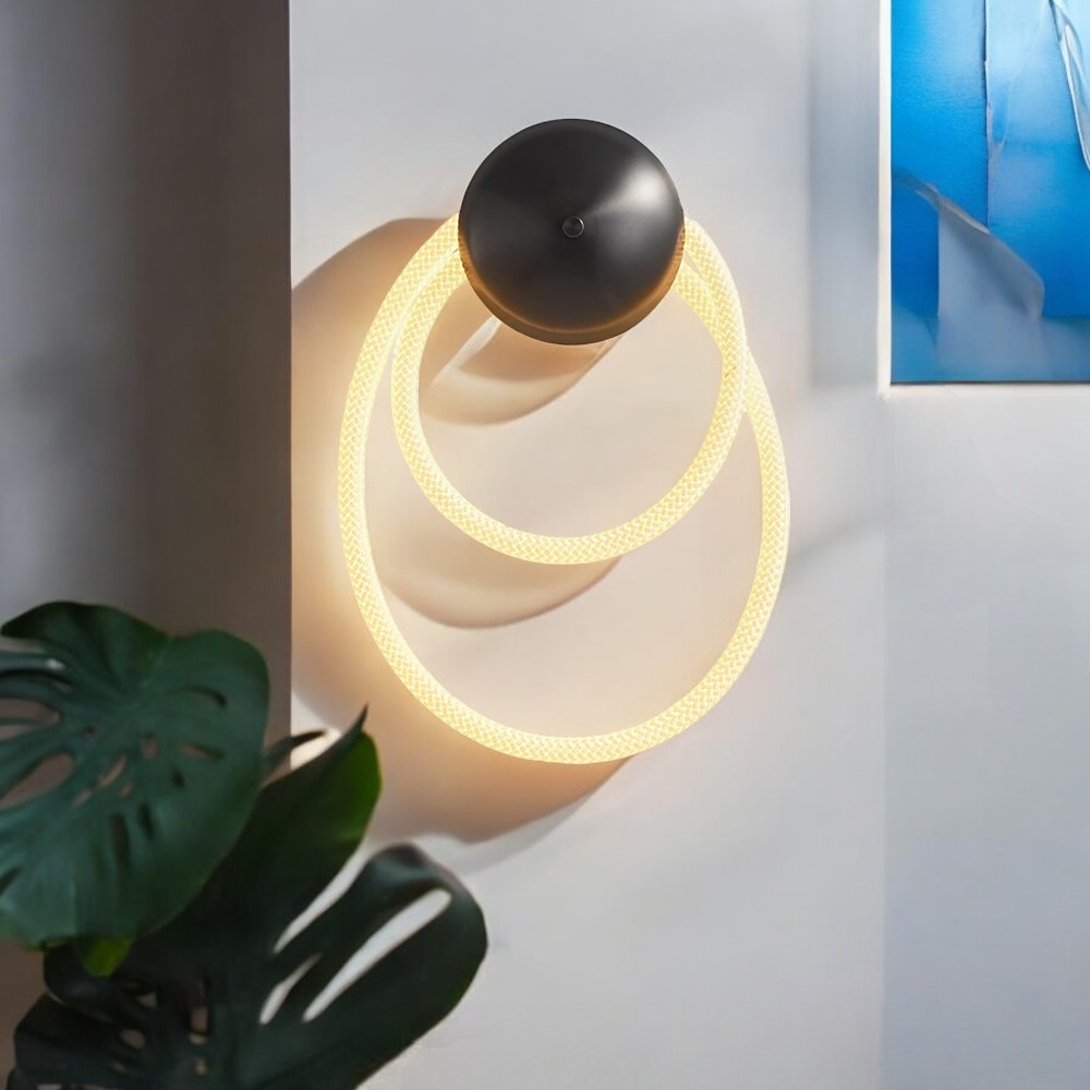 Lámpara led de pared Loop black con luz cálida