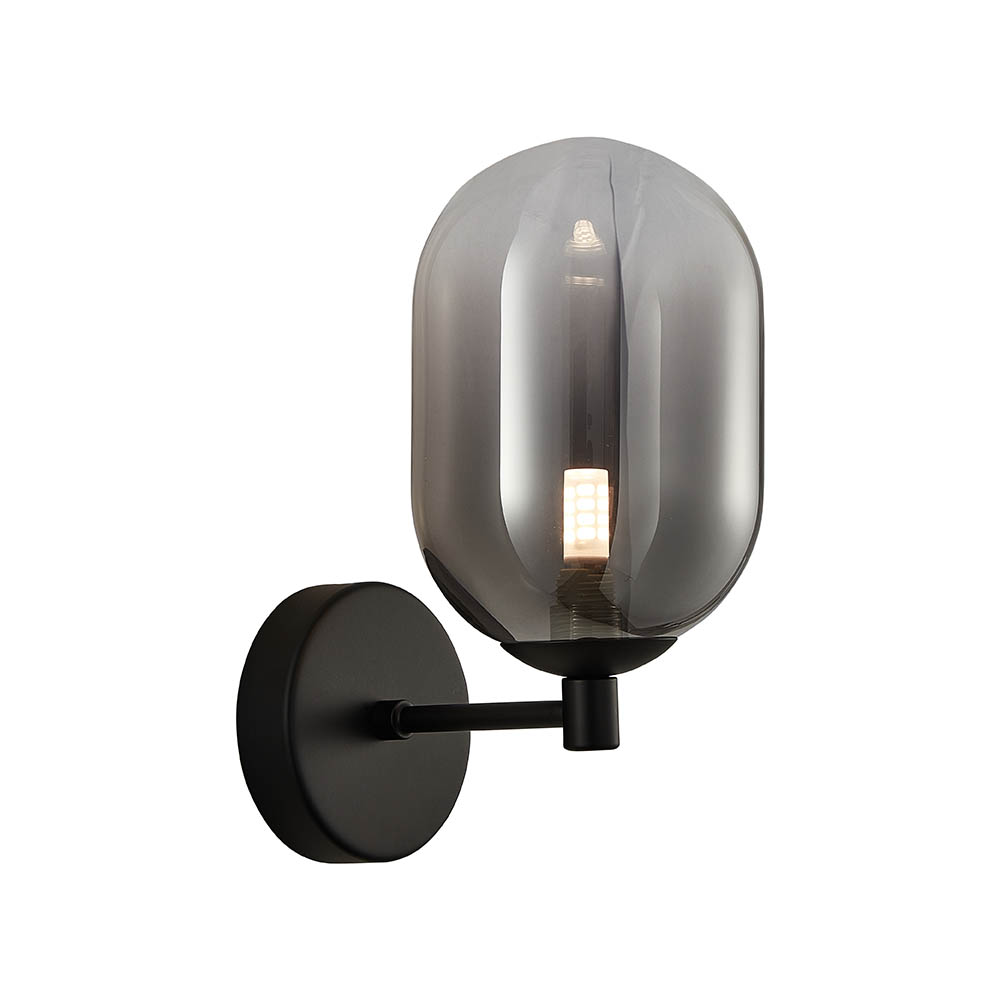 Aplique de pared Egg black vidrio smoky para G9