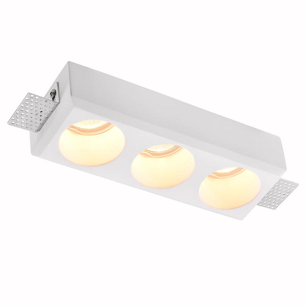 Ojo de buey empotrable de gypsum para 3 focos Gu10