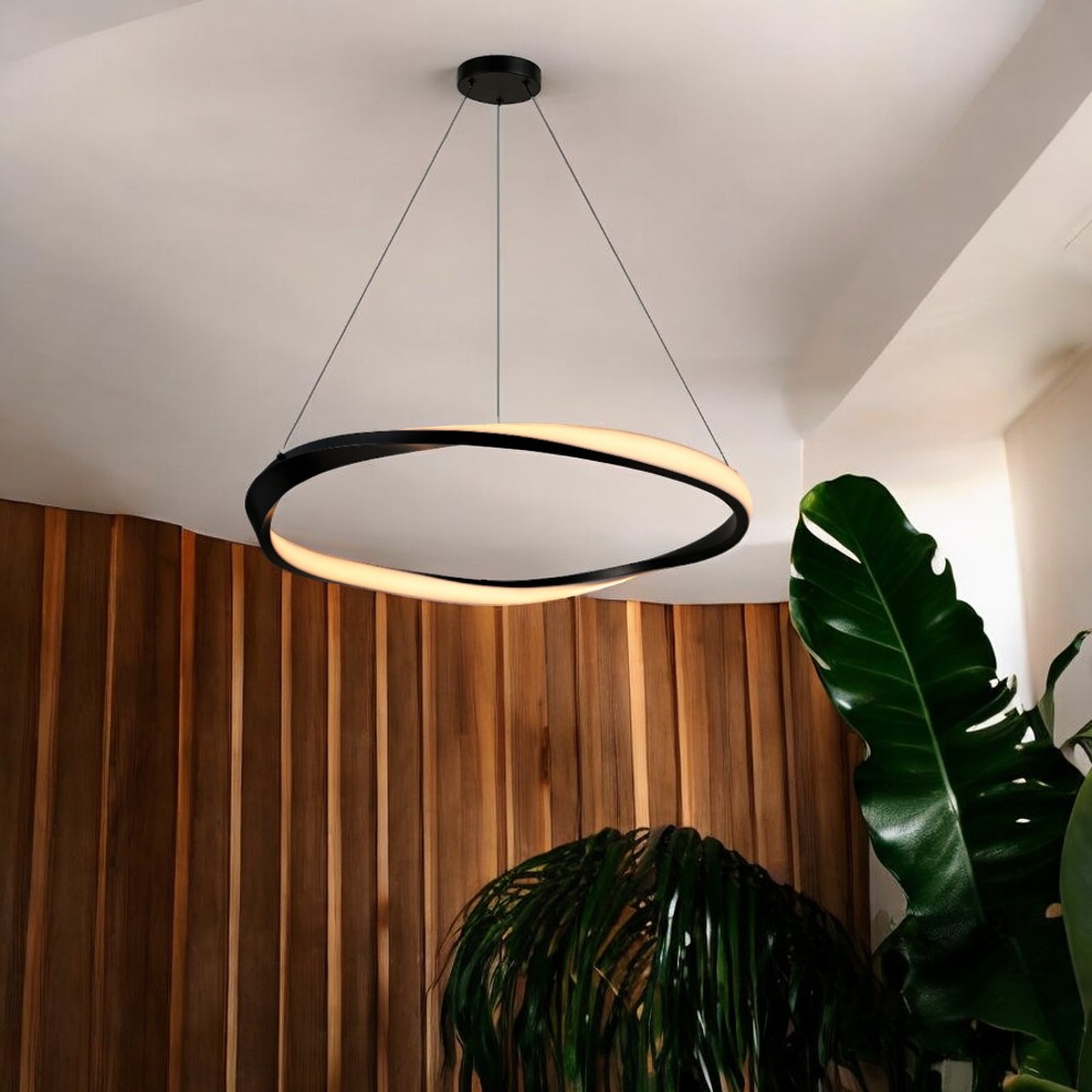 Lámpara led colgante Kazuki 55 black con luz cálida