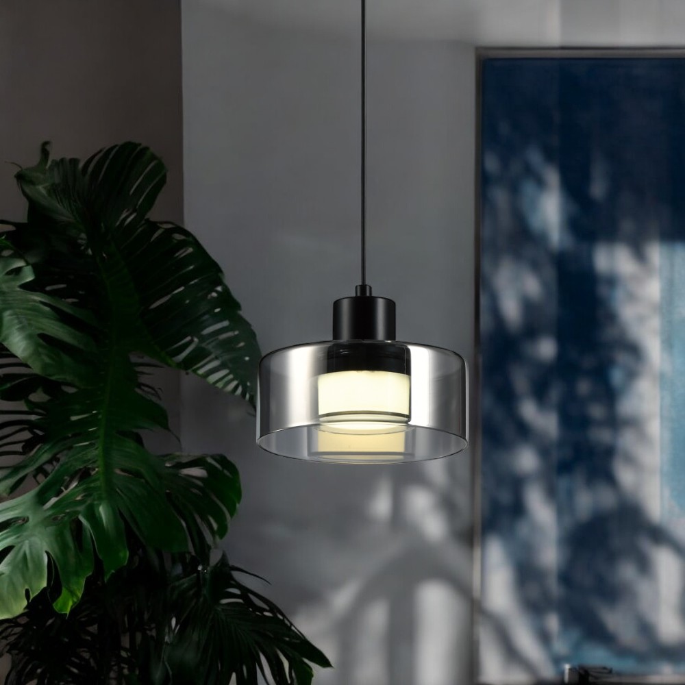 Lámpara led colgante Burlin black/smoke con luz cálida