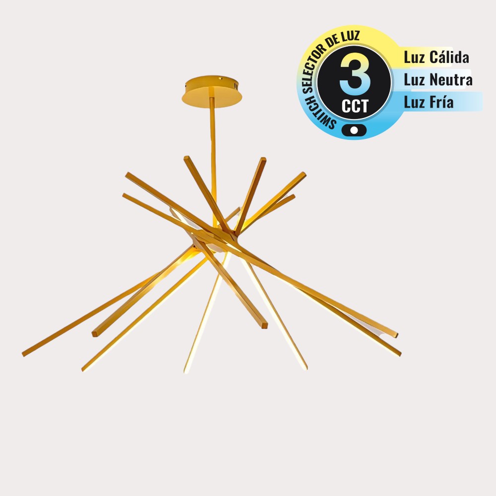 Lámpara colgante led Sparkles gold con luz cálida 101W