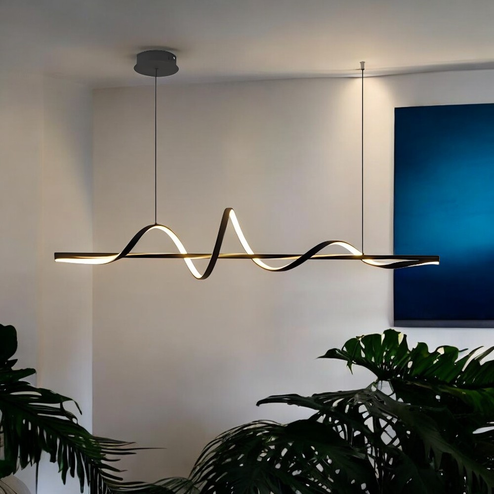 Lámpara colgante led Kelci negra con luz cálida