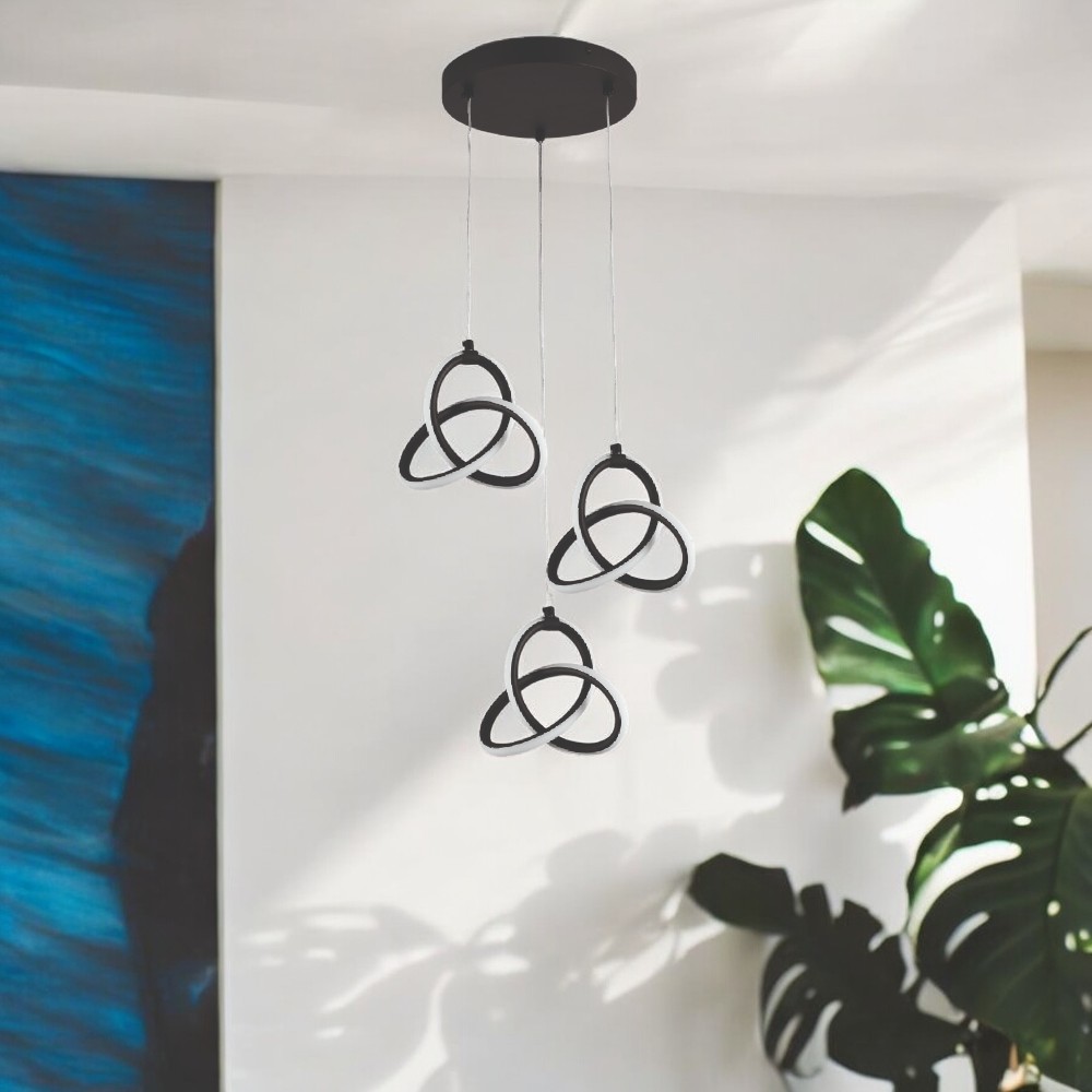 Lampara led colgante Bows black con luz calida